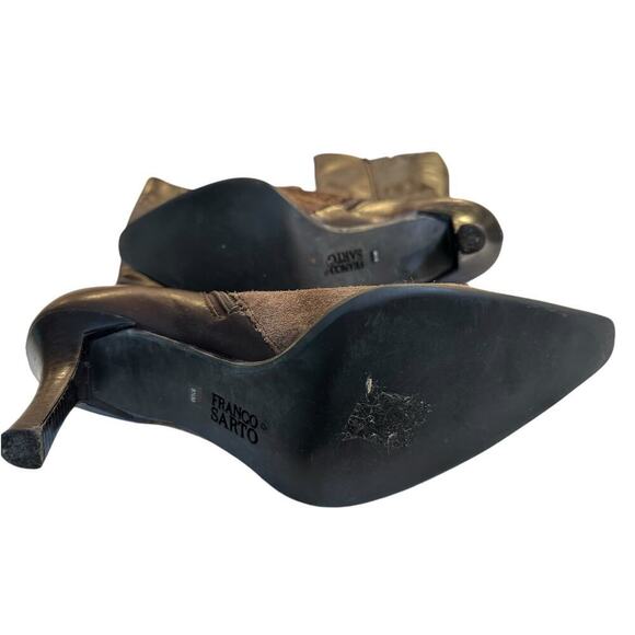 Franco Sarto Brown Leather Heels Pointed Toe Tall Holstein Boots Size 8.5 - Picture 6 of 7